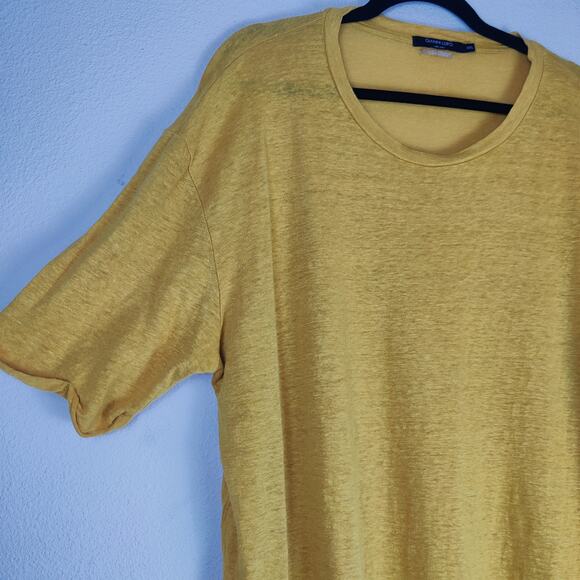 Gianni Lupo Pure Linen Crew Neck Relaxed Short Sleeve T Shirt XXL Mustard Yellow - Picture 4 of 10